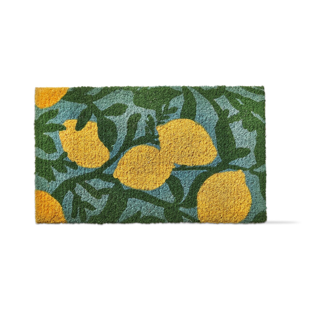 1'6"x2'6" Lemon Large Size Lemon Vine Print Rectangle Indoor and Outdoor Coir Door Welcome Mat Yellow on Blue Background